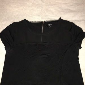 Loft black tee with exposed zipper
